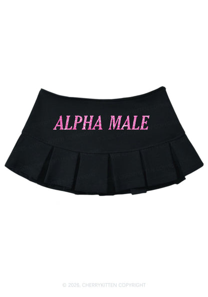 Glitter Alpha Male Y2K Mini Pleated Skirts Cherrykitten