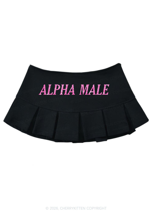 Glitter Alpha Male Y2K Mini Pleated Skirts Cherrykitten