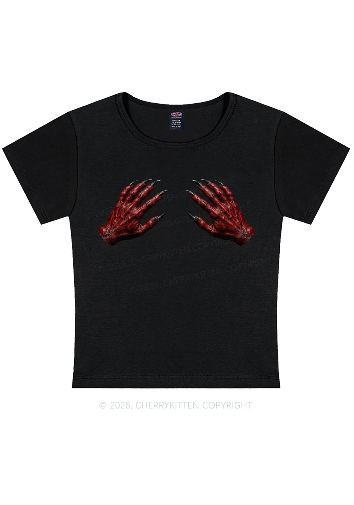 Halloween Satan Hands Y2K Baby Tee Cherrykitten