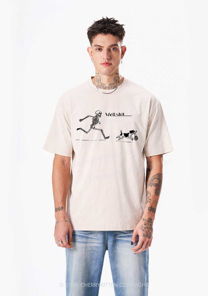 Halloween Well Shxt Skeleton Dog Y2K Shirts Washed Tee Cherrykitten