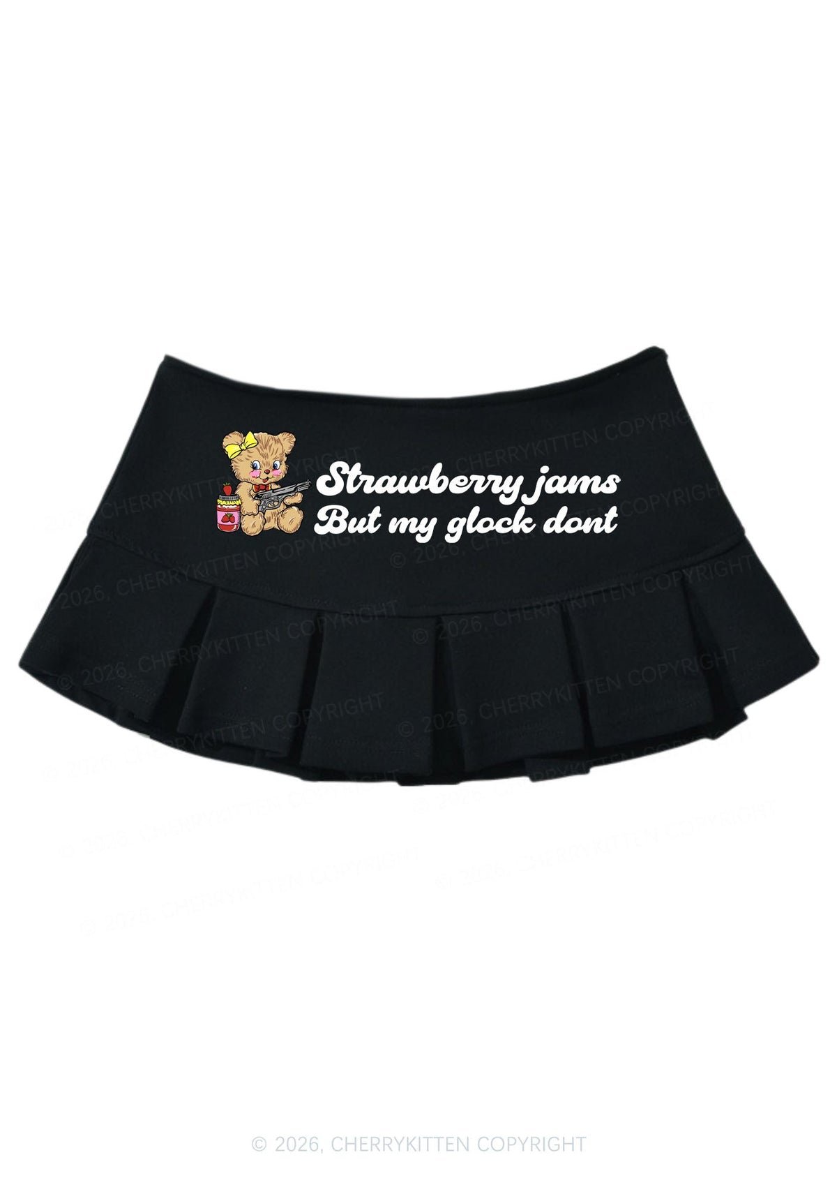 Strawberry Jams Bear Y2K Mini Pleated Skirts Cherrykitten