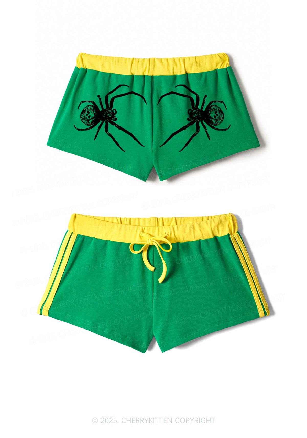 Skull Spider Y2K Drawstring Mini Shorts Cherrykitten