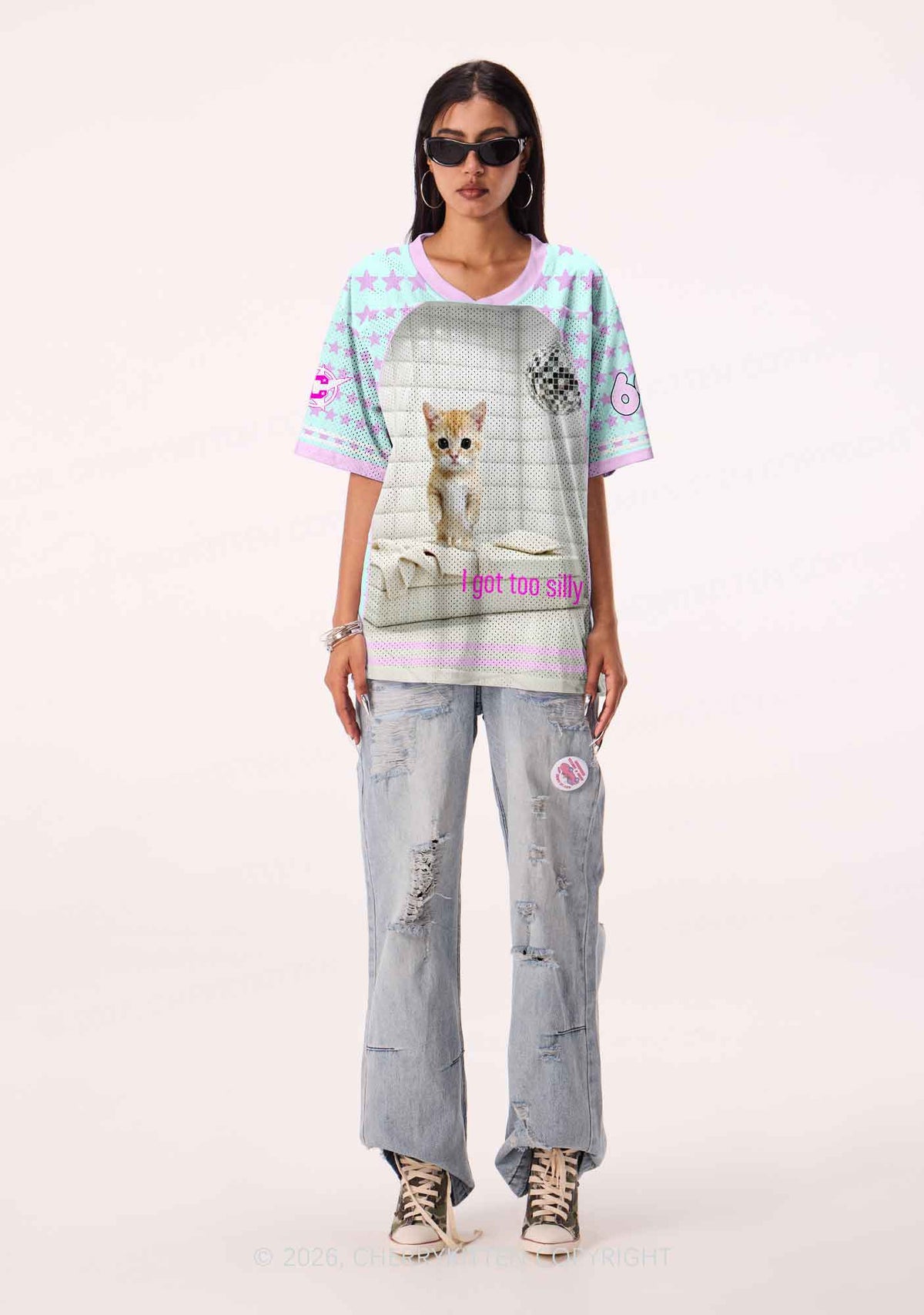 I Got Too Silly Cat Y2K Sport Jersey Shirts Cherrykitten