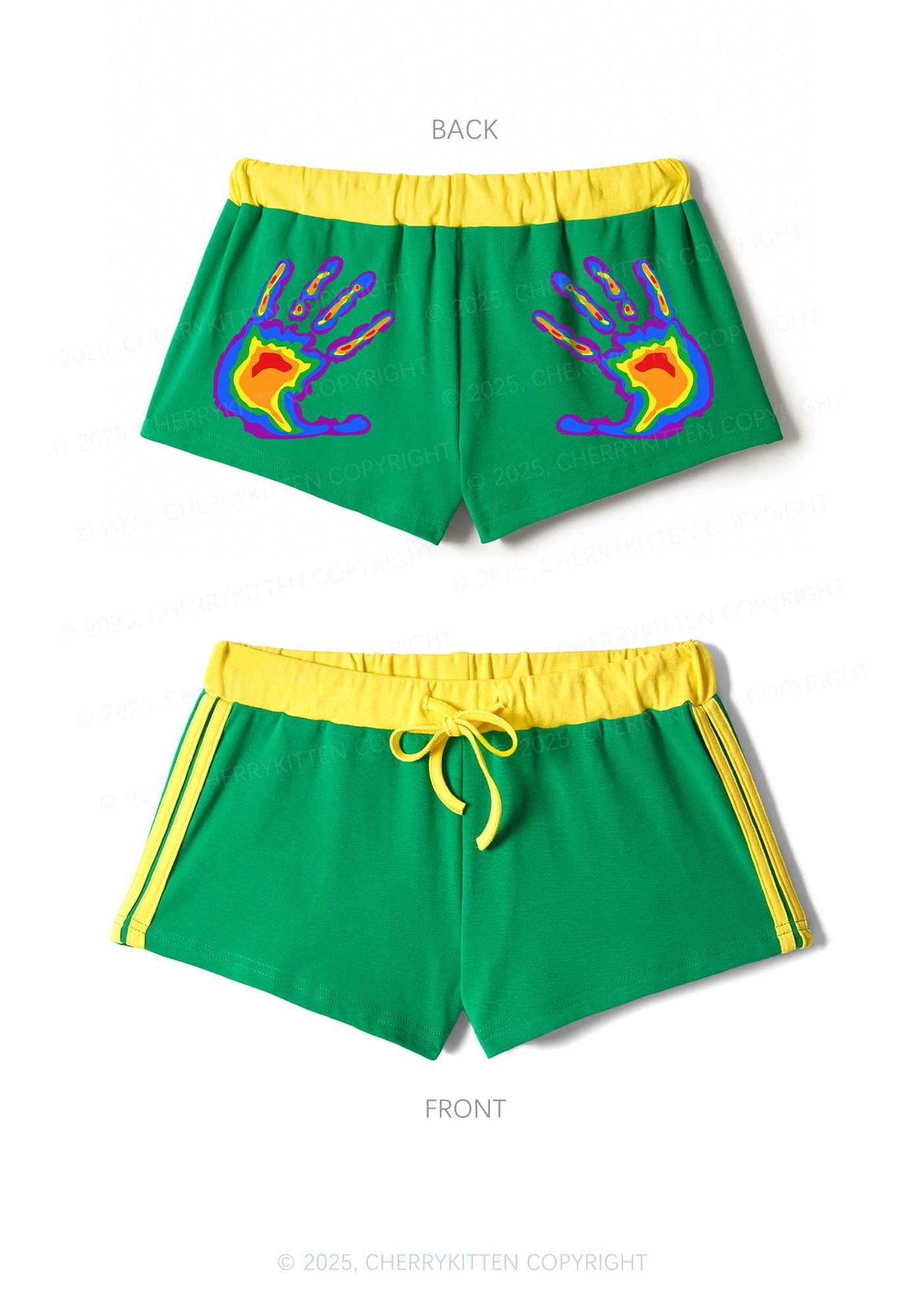 Thermal Hands Pride Y2K Drawstring Mini Shorts Cherrykitten