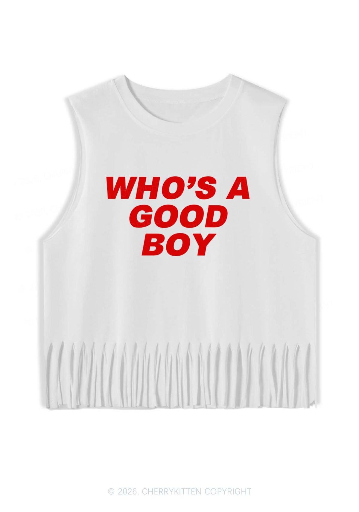 Whos A Good Boy Y2K Fringe Tank Top Cherrykitten