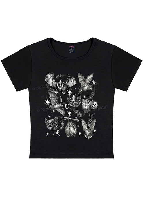 Halloween Bat Wizard Hat Y2K Baby Tee Cherrykitten