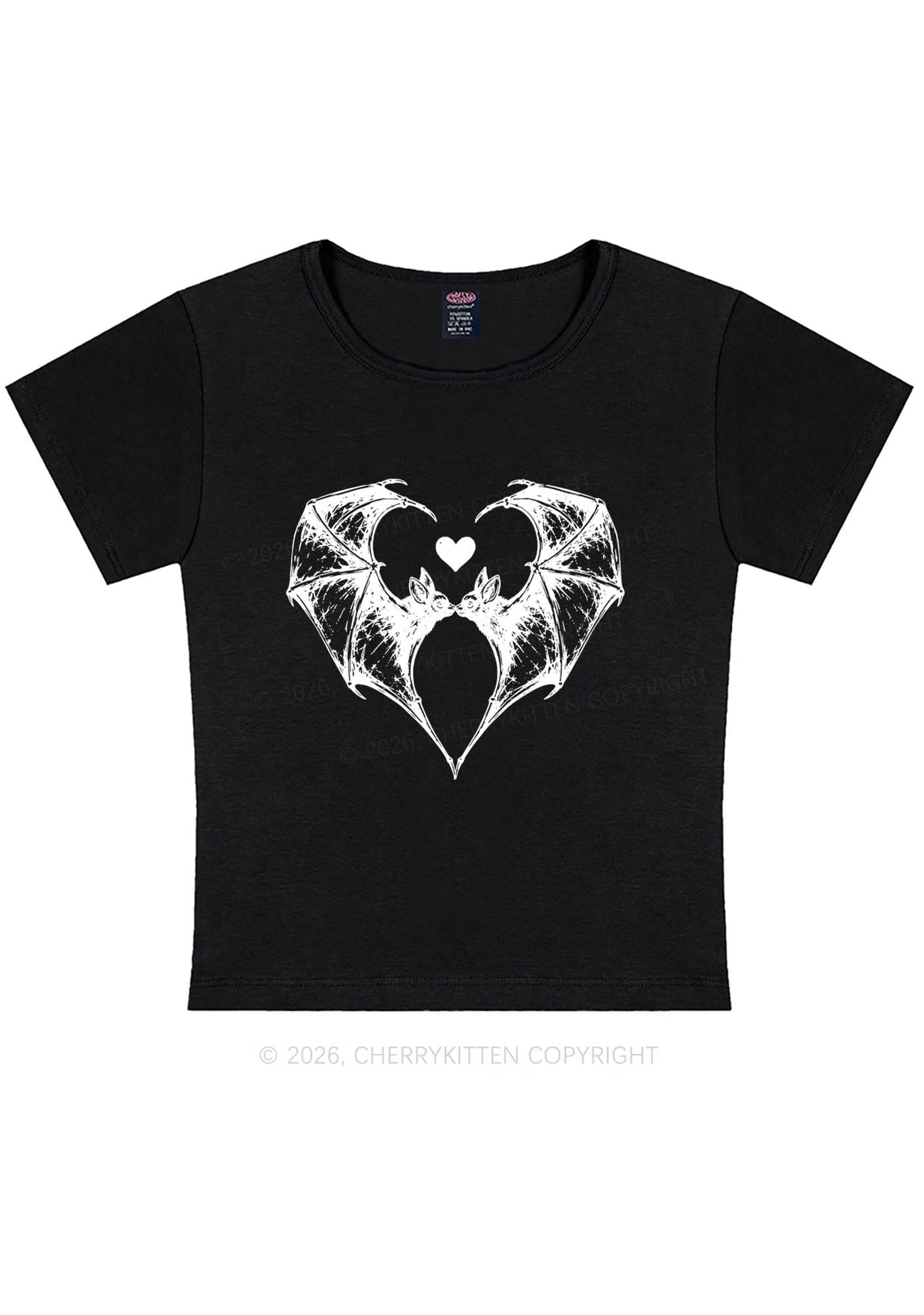 Halloween Bat Heart Y2K Baby Tee Cherrykitten