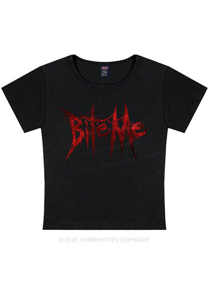 Halloween Bite Me Y2K Baby Tee Cherrykitten