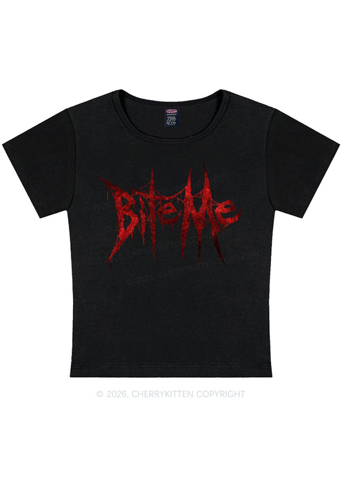 Halloween Bite Me Y2K Baby Tee Cherrykitten