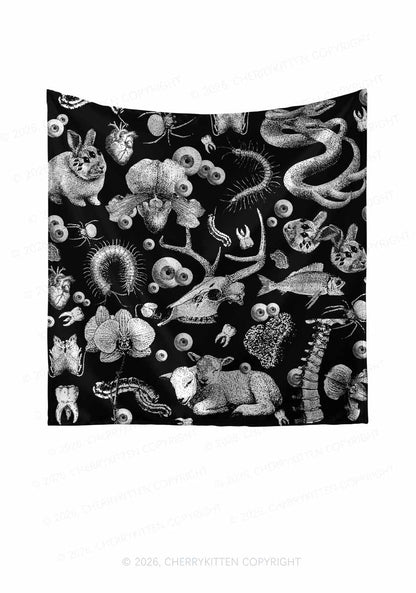 Halloween Dark Sheep Bone Y2K Print Square Bandana Cherrykitten