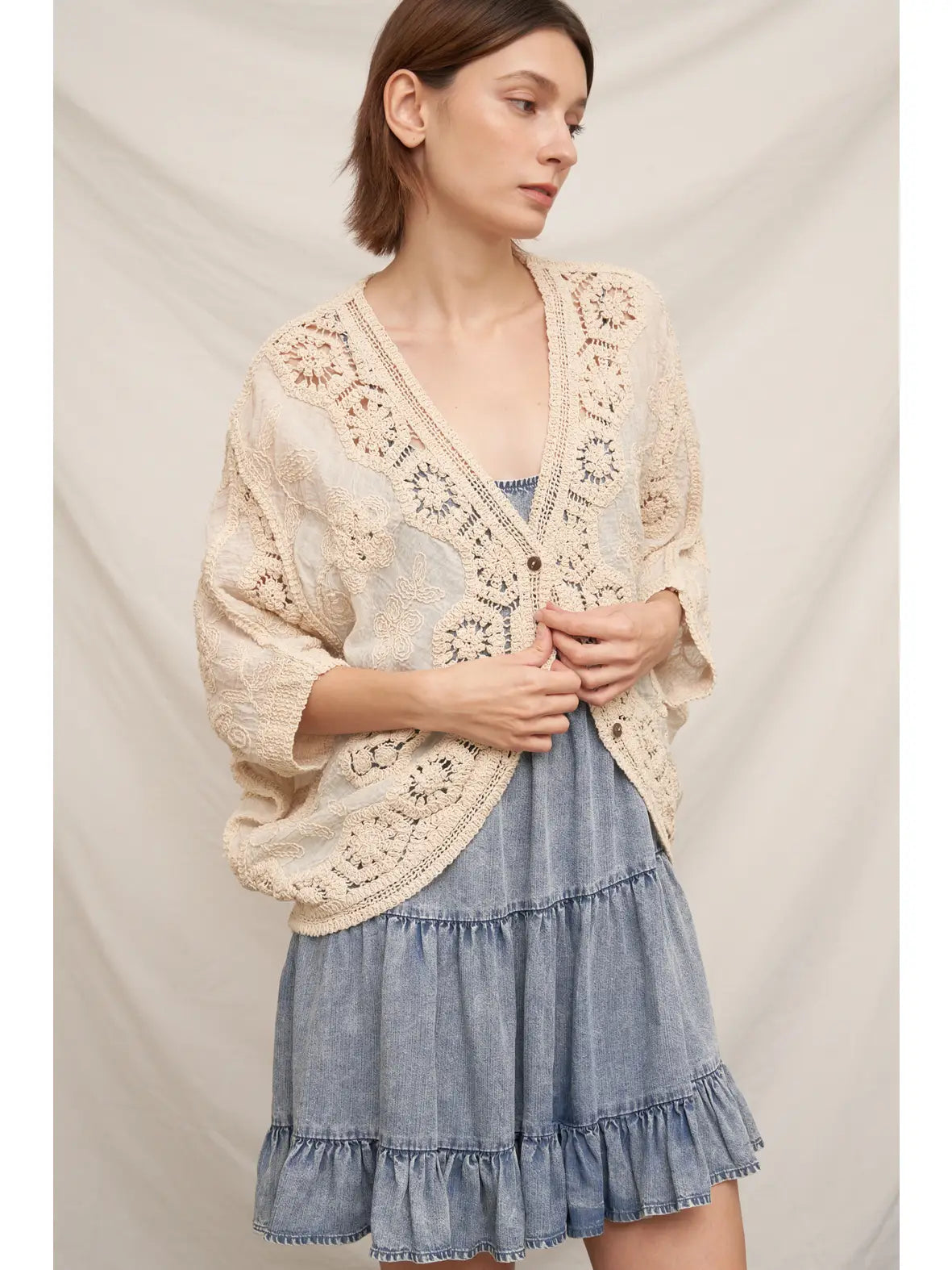 Batwing Crochet Detail Cardigan