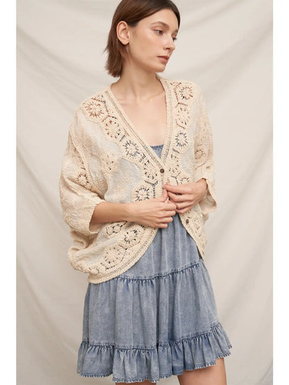 Batwing Crochet Detail Cardigan