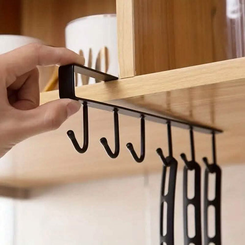 6 Hooks Kitchen Shelf Storage Rack