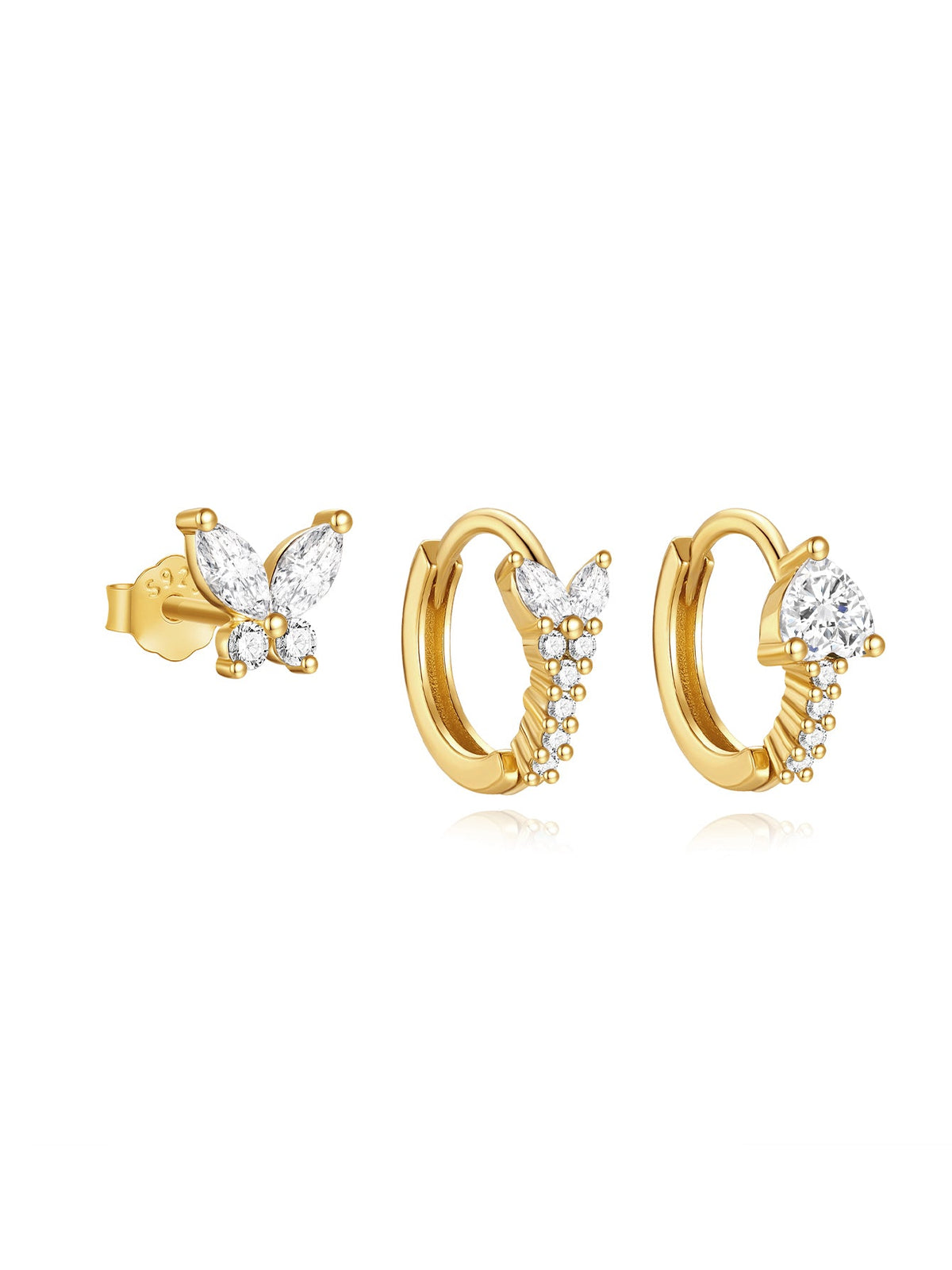 KOSINER 925 Sterling Silver Multi-Style Butterfly Flower Earring Set