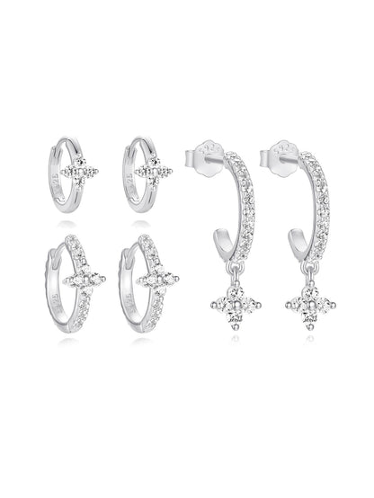 KOSINER 925 Sterling Silver Versatile Four-Petal Flower Set