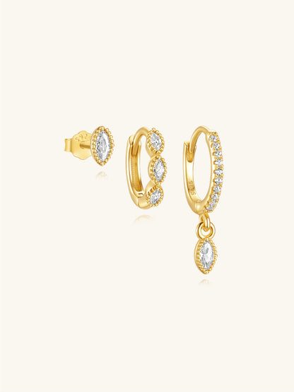 KOSINER 925 Sterling Silver Elegant Marquise 3-Piece Set