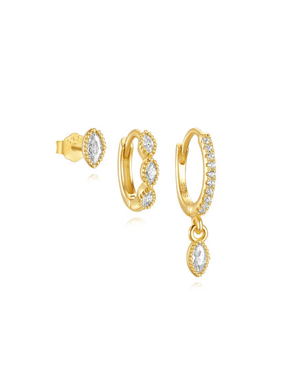 KOSINER 925 Sterling Silver Elegant Marquise 3-Piece Set