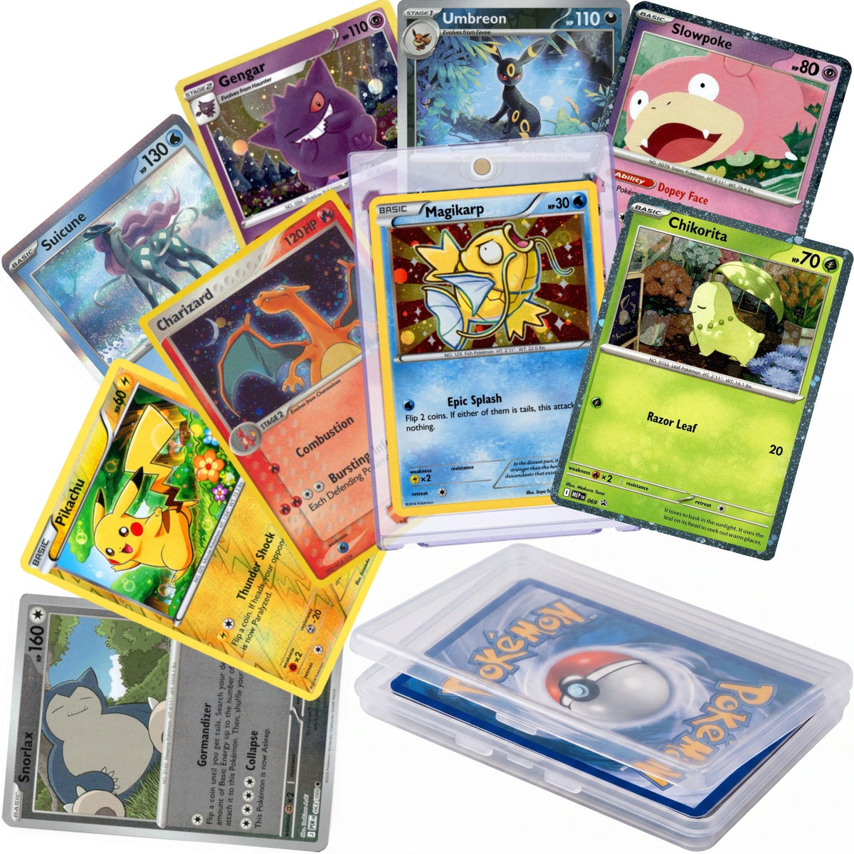 20-Card Mystery Trading Card Bundle with Storage Case - Holo, Rare and Common Mix