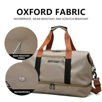 Nylon Duffel Bag for Travel – Large Capacity, Foldable, Shoe Compartment – Men & Women