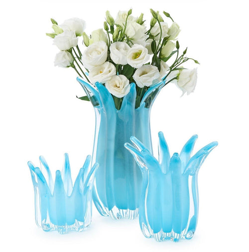 Blue Blossoms Art Glass Vase-Each Sold Seperately
