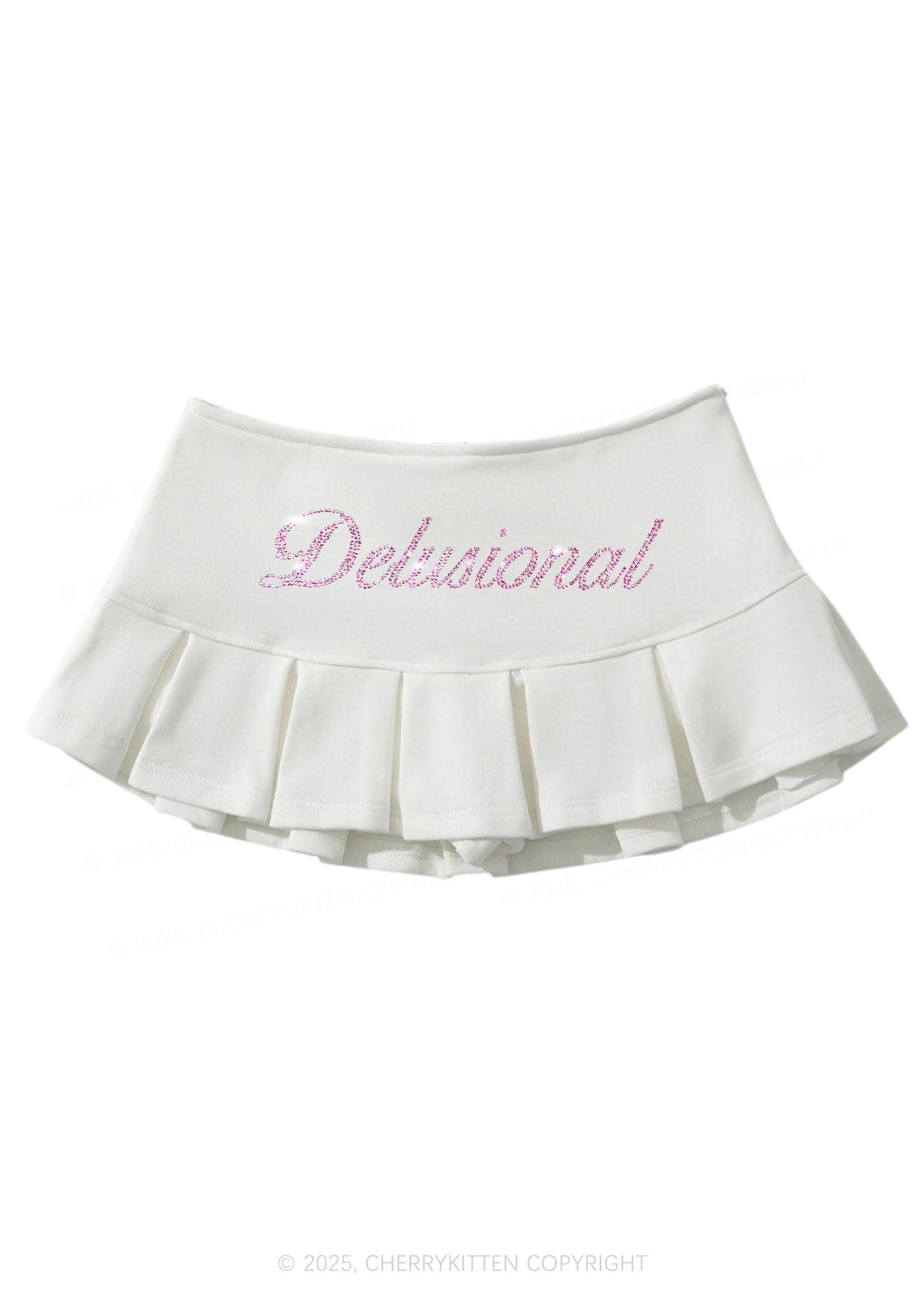 Rhinestone Delusional Y2K Mini Pleated Skirts Cherrykitten