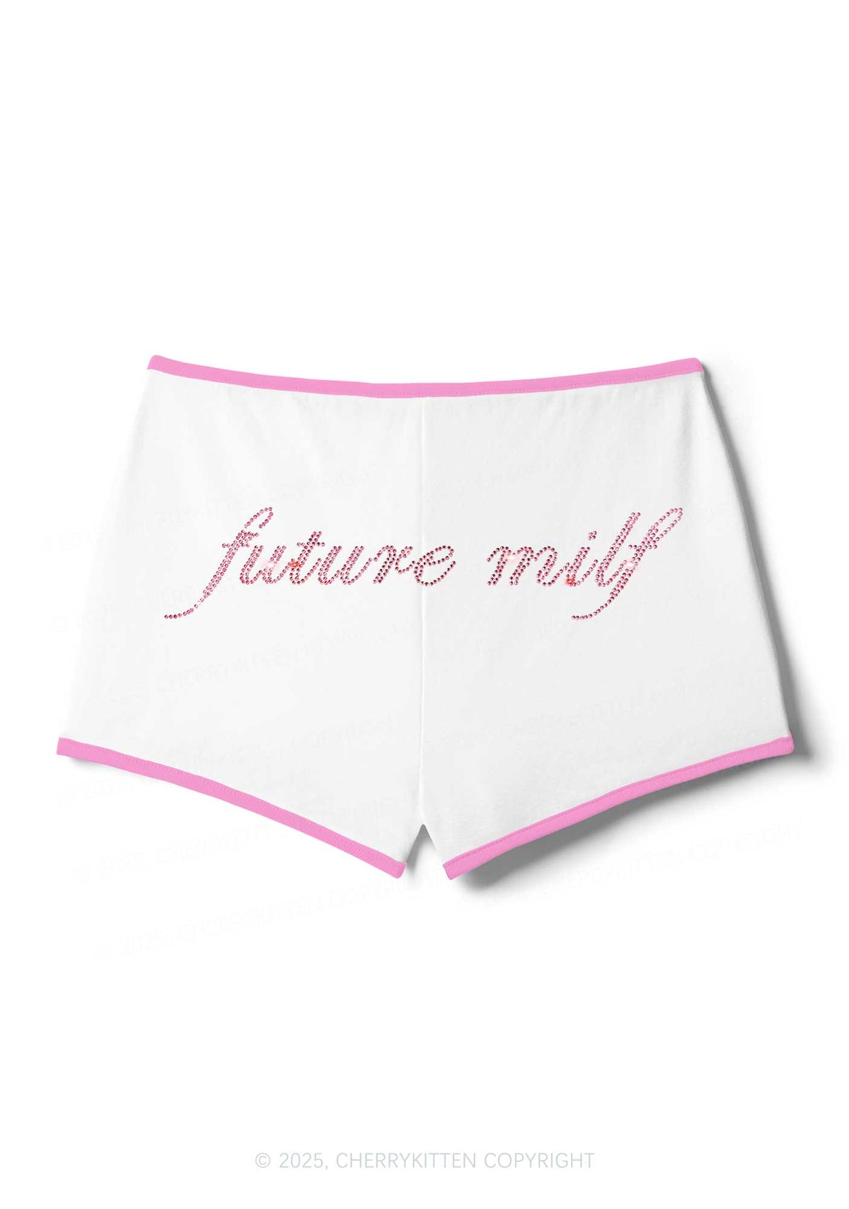 Rhinestone Pink Future Mxxf Y2K Booty Shorts Cherrykitten