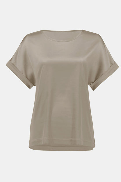 Satin Front Short Sleeve Top