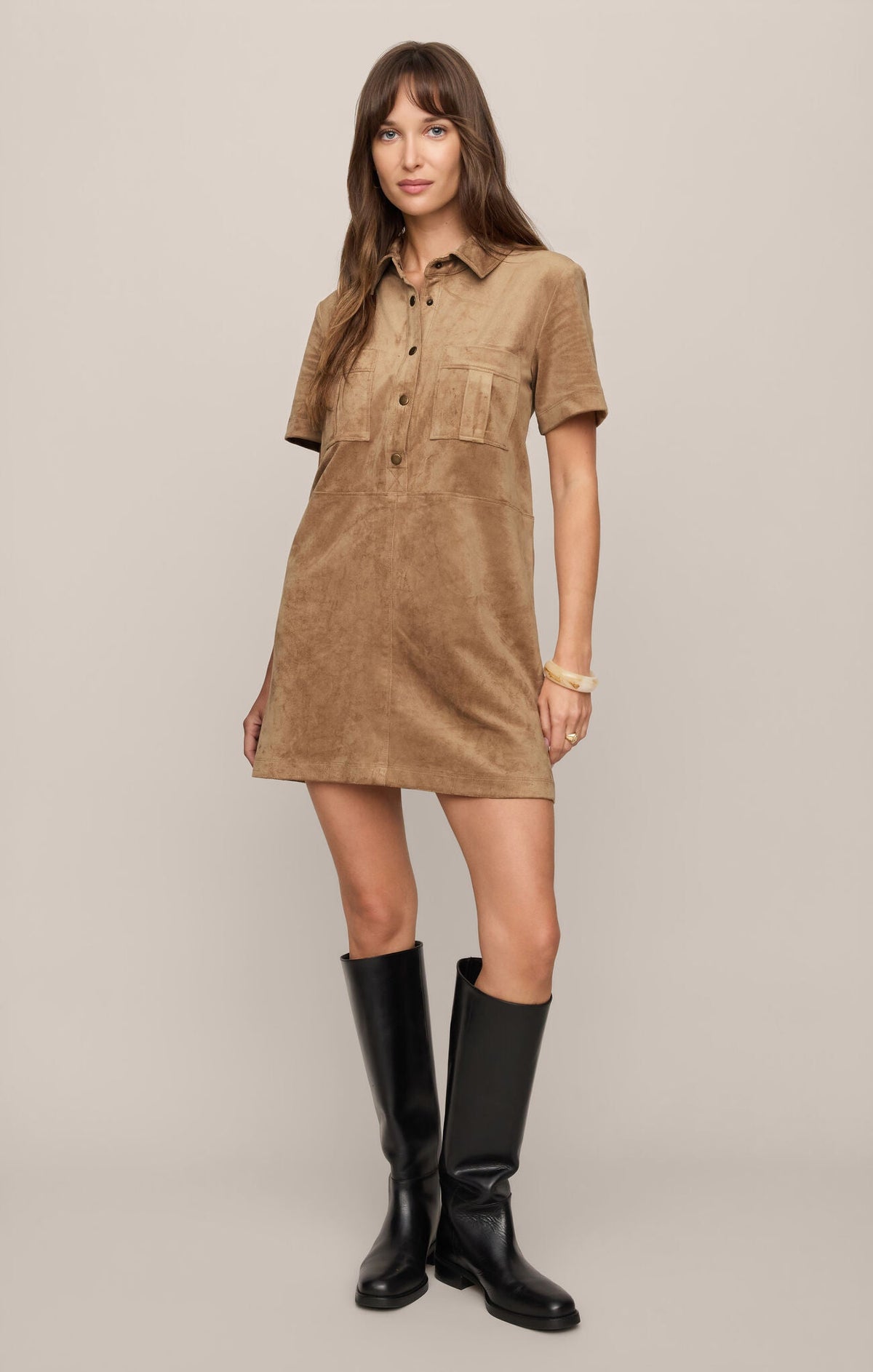 Leone Suede Mini Dress - Light Sand