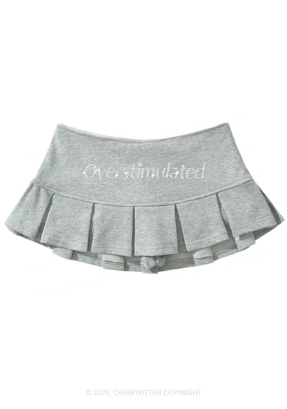 Rhinestone Overstimulated Y2K Mini Pleated Skirts Cherrykitten