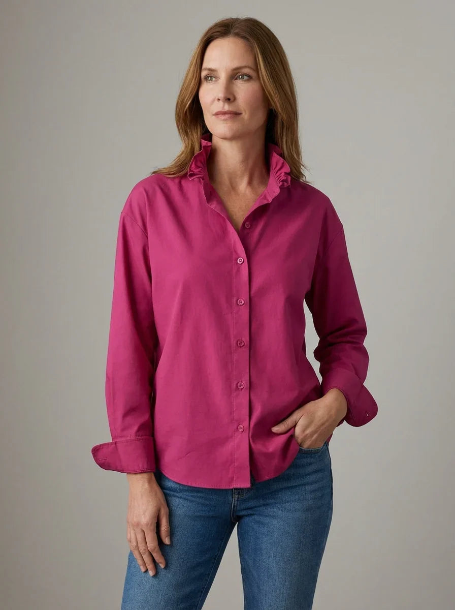 Long Sleeve Ruffle Collar Top