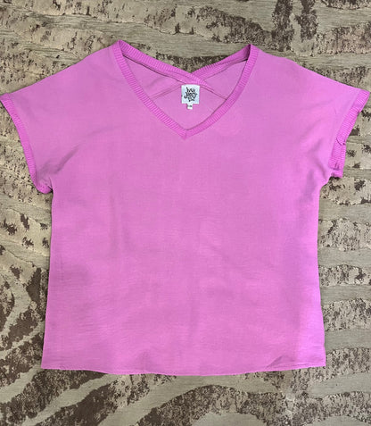 V Neck Rib Trim Top