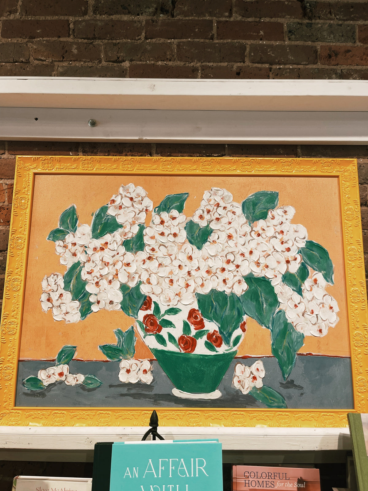 Antique Flower Pot Framed Canvas ( PICK-UP ONLY)