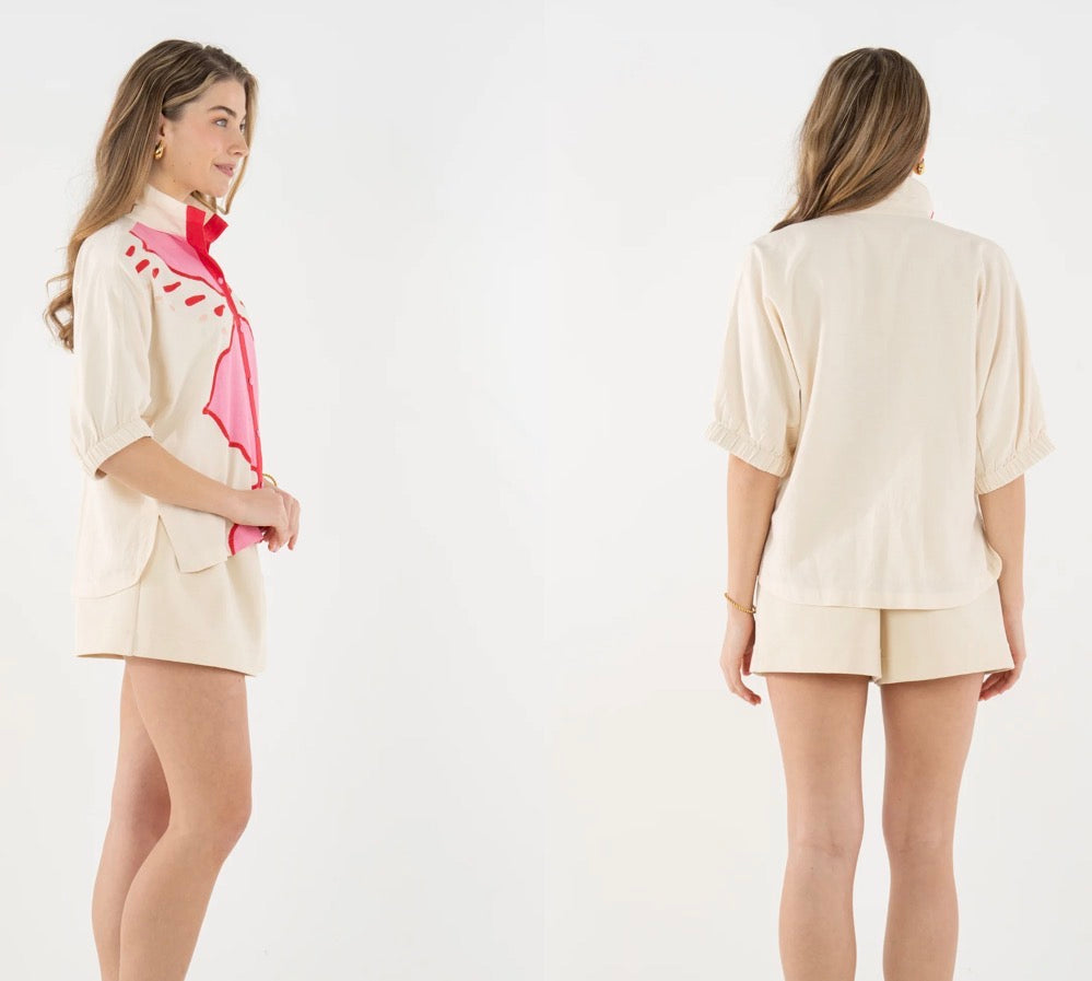 Linen Bonny Top-Pink Palace