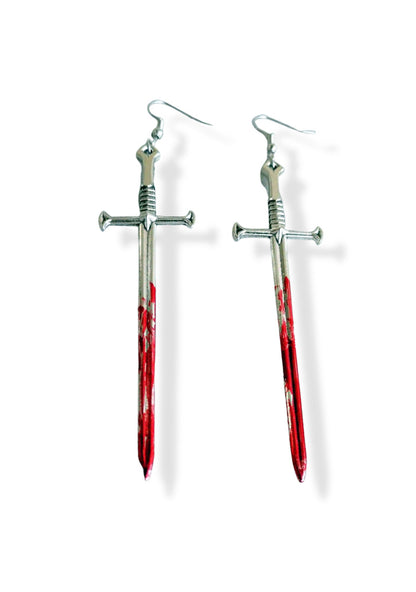 Halloween Bloodstained Sword Earrings