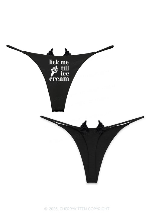 Lick Me Till Ice Cream Y2K Goth Angel Wings Bikini String Thong Cherrykitten