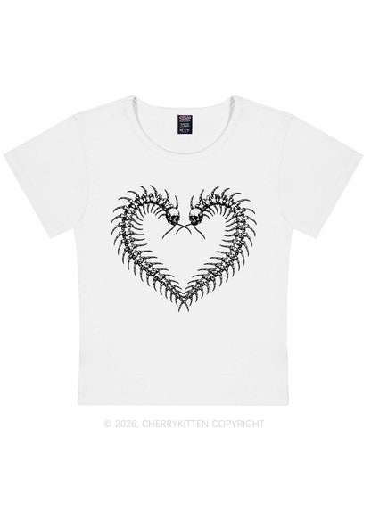 Halloween Centipede Heart Shape Y2K Baby Tee Cherrykitten