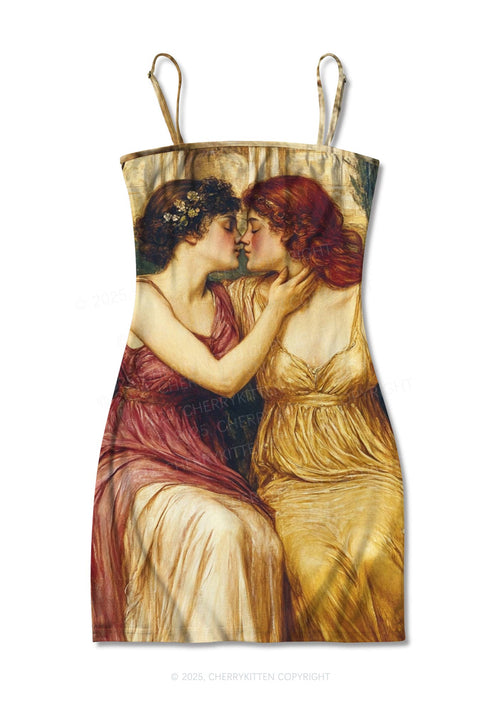 Lesbian Girlfriend Y2K Print Slip Dress Cherrykitten