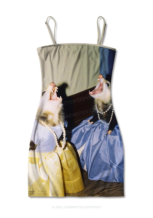 Princess Rats Y2K Print Slip Dress Cherrykitten