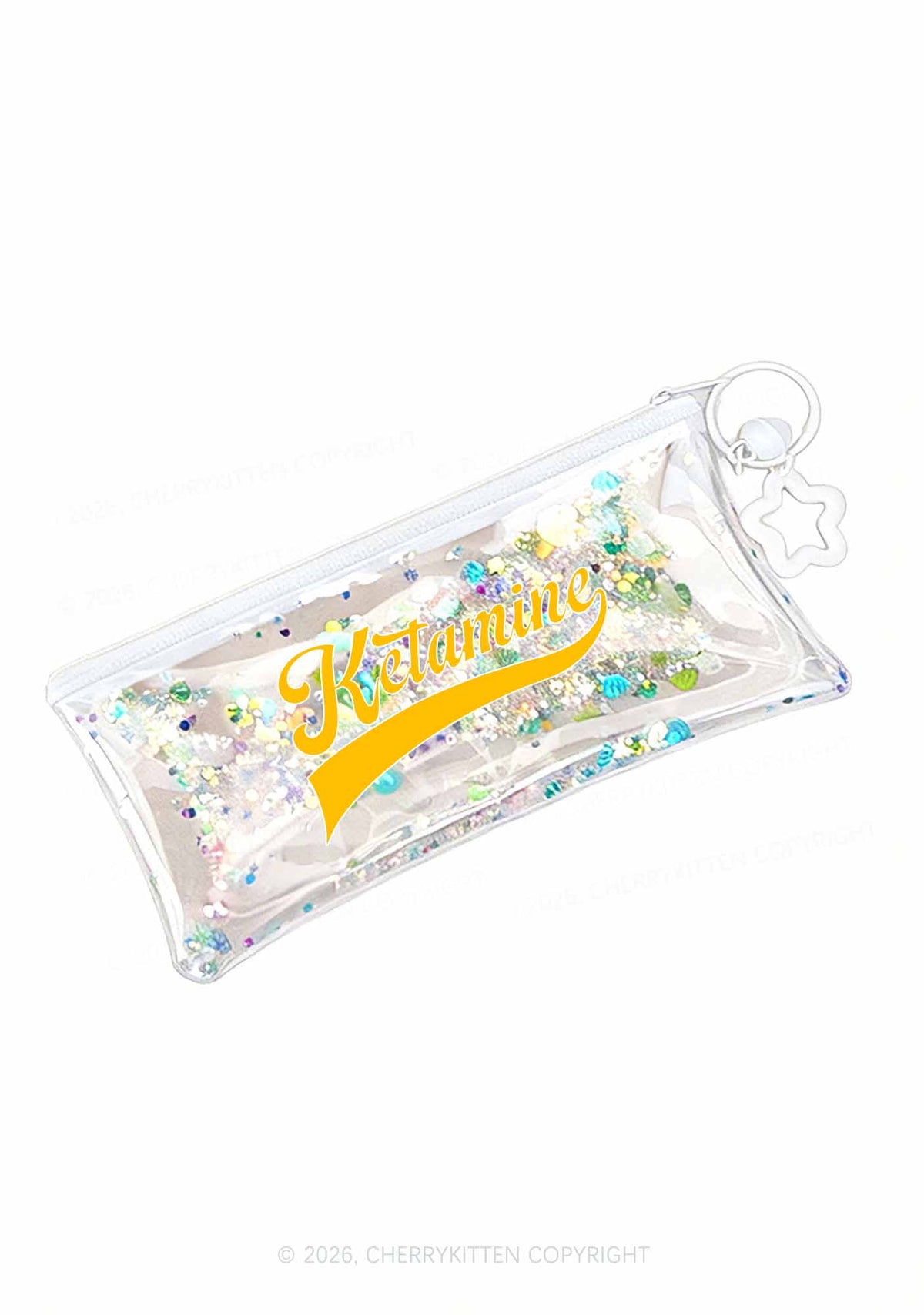 Yellow Ketamxxe Y2K Quicksand Transparent Pencil Pouch Cherrykitten