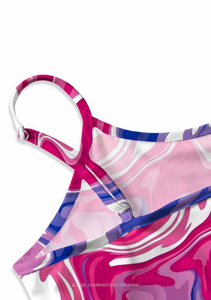 Bisexual Liquid Tie Dye Pride Y2K Print Slip Dress Cherrykitten