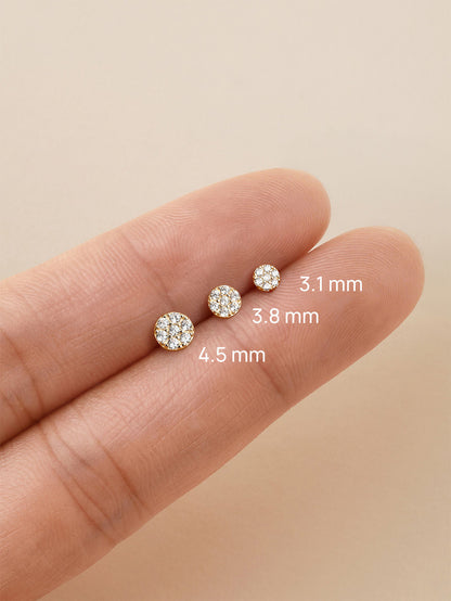 KOSINER 14K Solid Gold 3.8MM Classic Round Flat Back Stud