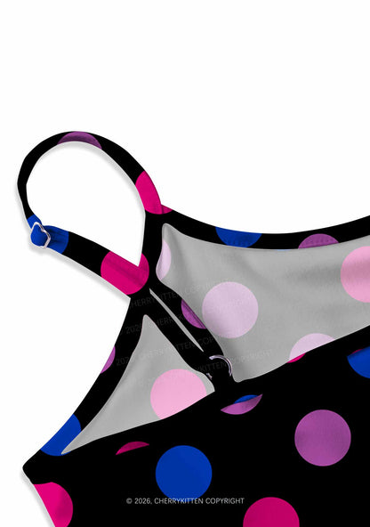 Bisexual Dots On Black Pride Y2K Print Slip Dress Cherrykitten