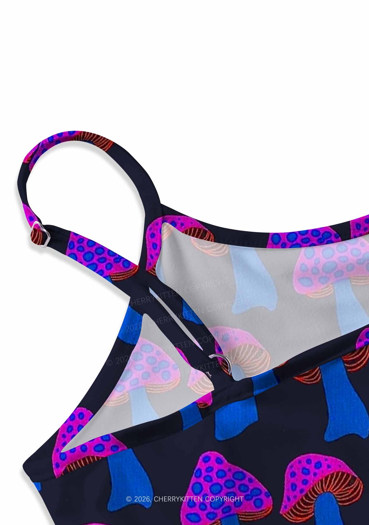 Blue Mushroom Y2K Print Slip Dress Cherrykitten