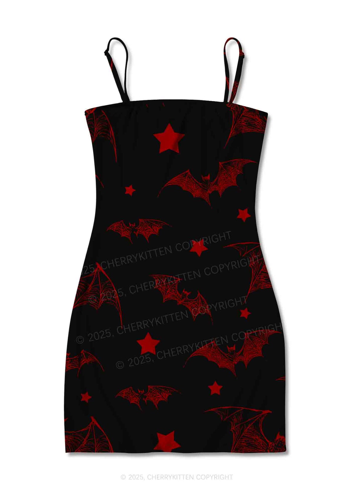 Bat And Star Y2K Print Slip Dress Cherrykitten