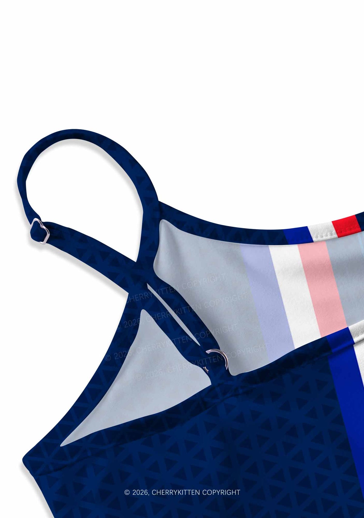 Red White Blue Stripe Y2K Print Slip Dress Cherrykitten