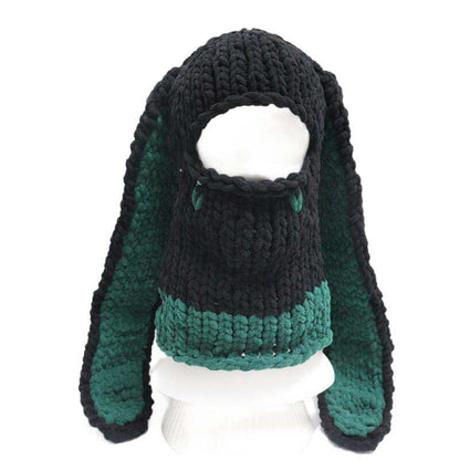 Halloween Balaclava Rabbit Ears Y2K Hand Knitted Hat