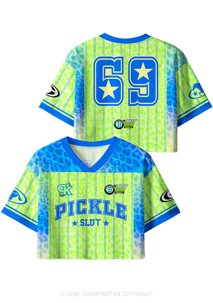 Green Pickle Slxt Y2K Crop Sport Jersey Shirts Cherrykitten