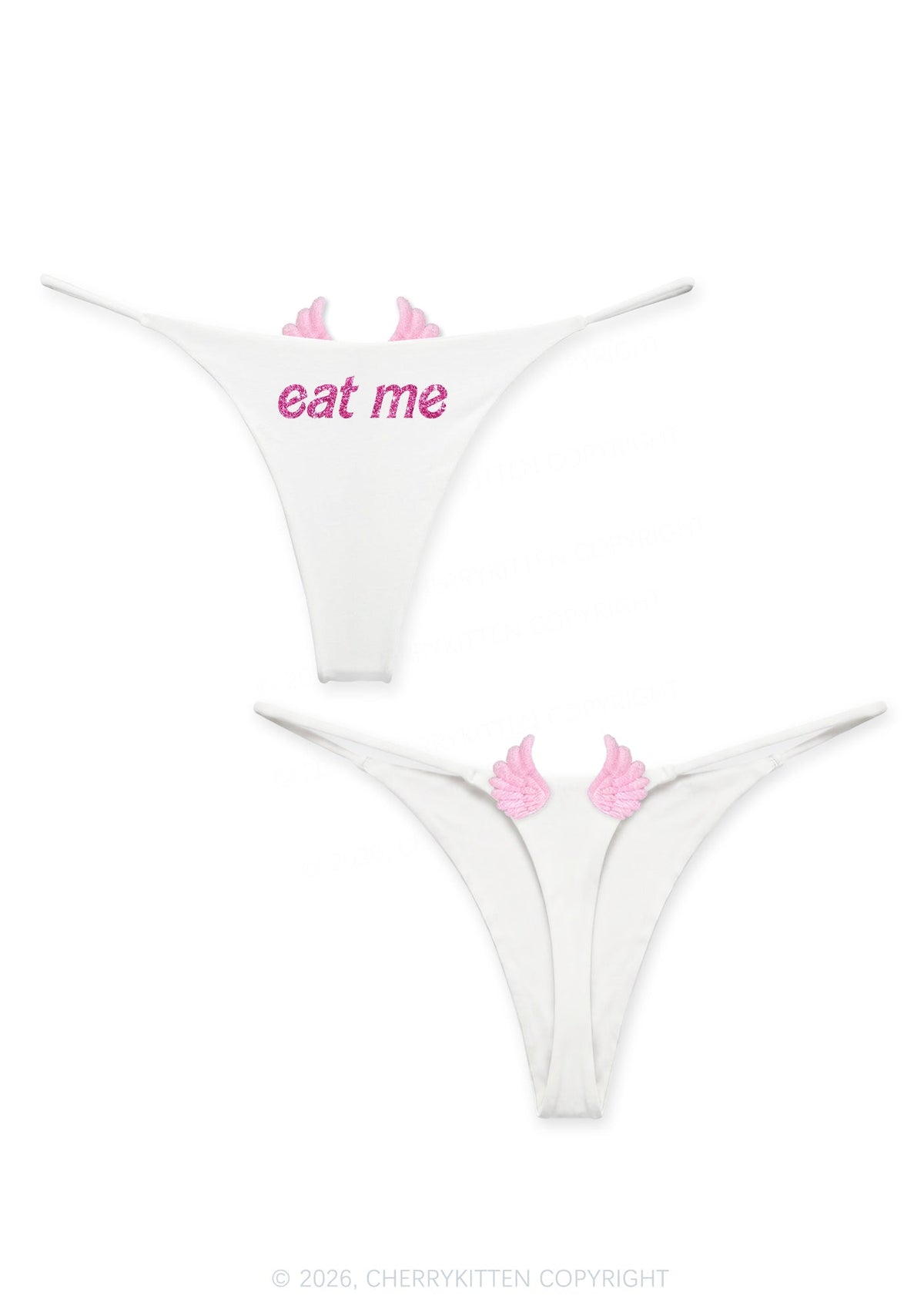 Glitter Special Eat Me Y2K Goth Angel Wings Bikini String Thong Cherrykitten