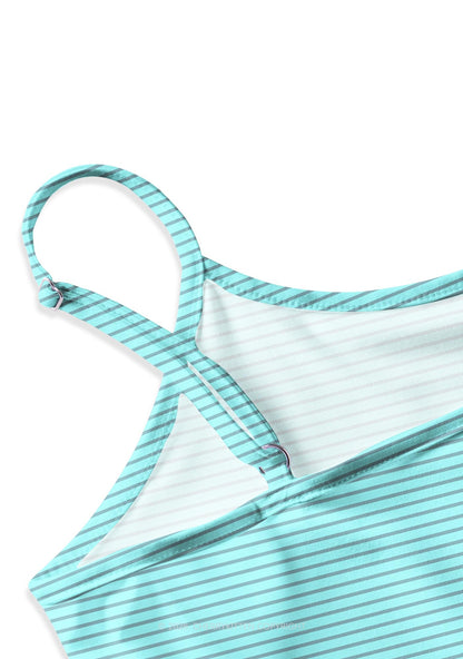 Grey Stripes On Green Y2K Print Slip Dress Cherrykitten