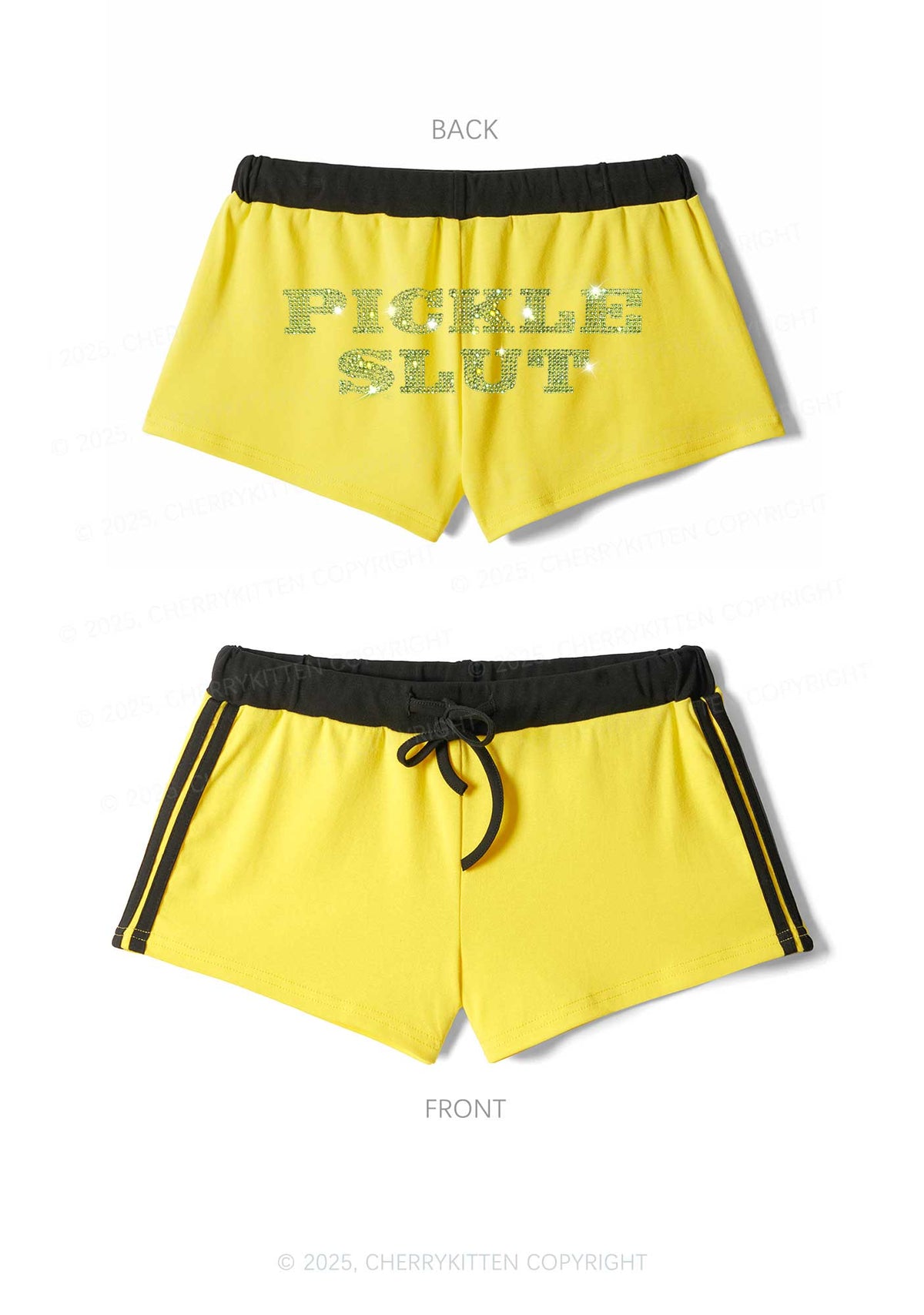 Rhinestone Pickle Slxt Y2K Drawstring Mini Shorts Cherrykitten
